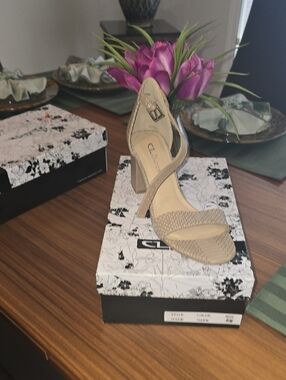 Neutral Cross-Strap Block Heel Sandal